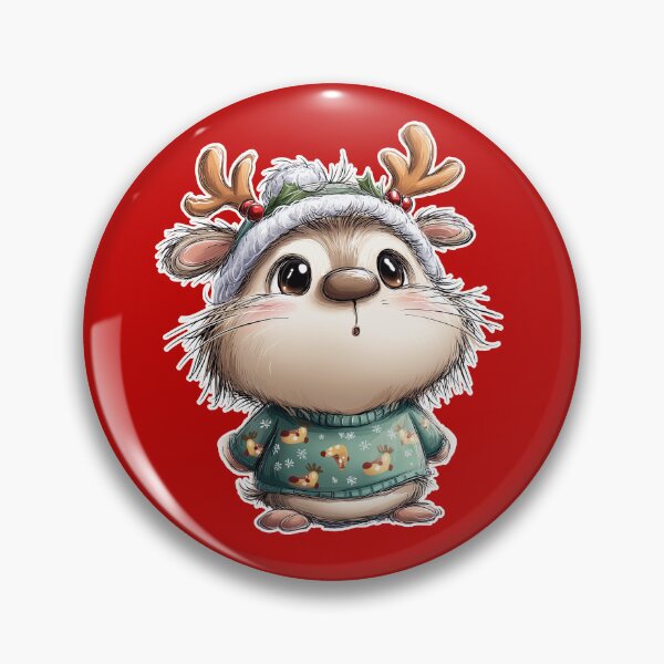 Item preview, Cute Christmas Whiskered Critter in Reindeer Sweater Illustration designed and sold by Teeny Quities.