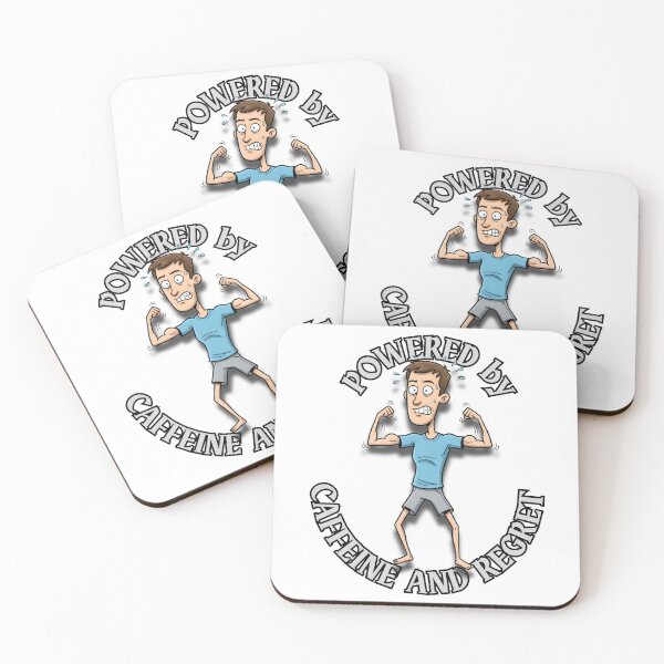 Item preview, Powered by Caffeine and Regret – Funny Gym Cartoon Design designed and sold by BeakBros.
