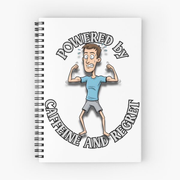 Item preview, Powered by Caffeine and Regret – Funny Gym Cartoon Design designed and sold by BeakBros.