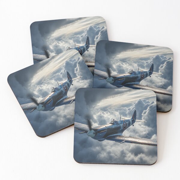 Item preview, RAF Spitfire Gliding Over Darkening Sky in Wartime Skies designed and sold by Skyframe Aviation.