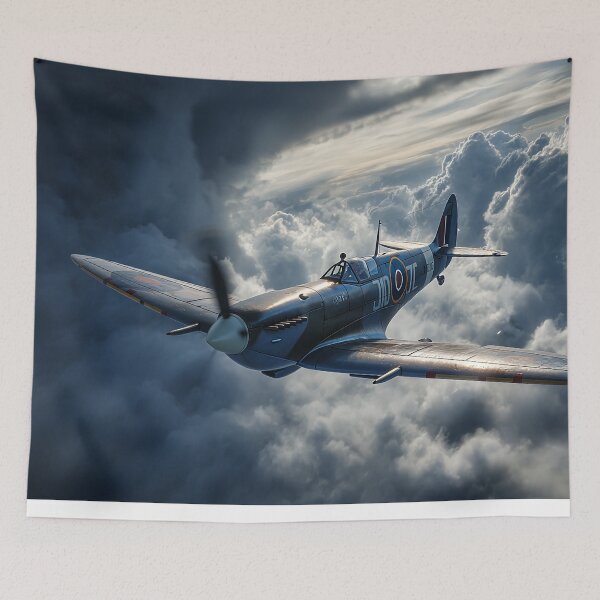 Item preview, RAF Spitfire Gliding Over Darkening Sky in Wartime Skies designed and sold by Skyframe Aviation.