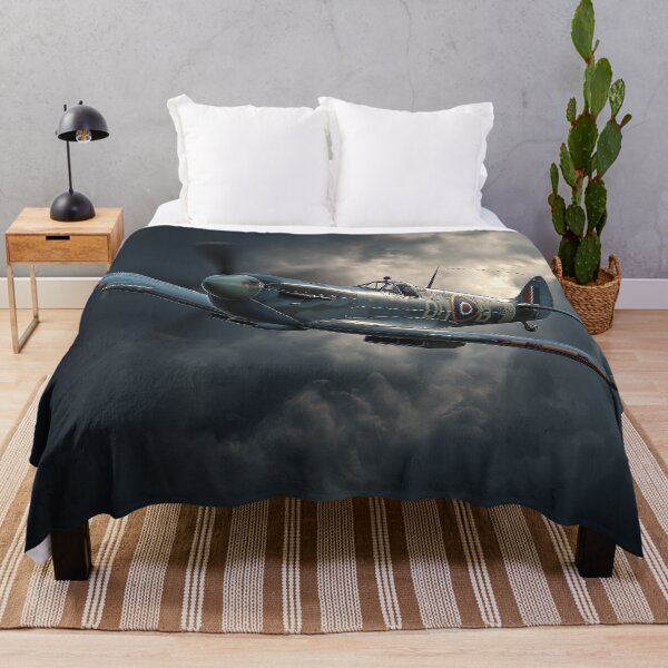 Item preview, Lone Spitfire In Flight Through Tempestuous Skies Amid Lightning Flashes designed and sold by Skyframe Aviation.