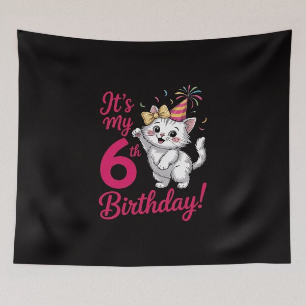 Item preview, Its My 6th Birthday Girl Kitty Cat theme Party (six) designed and sold by TewonLake.