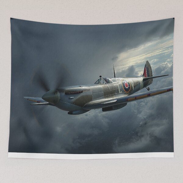 Item preview, Classic Supermarine Spitfire Gliding Over Brooding Clouds Over Europe designed and sold by Skyframe Aviation.