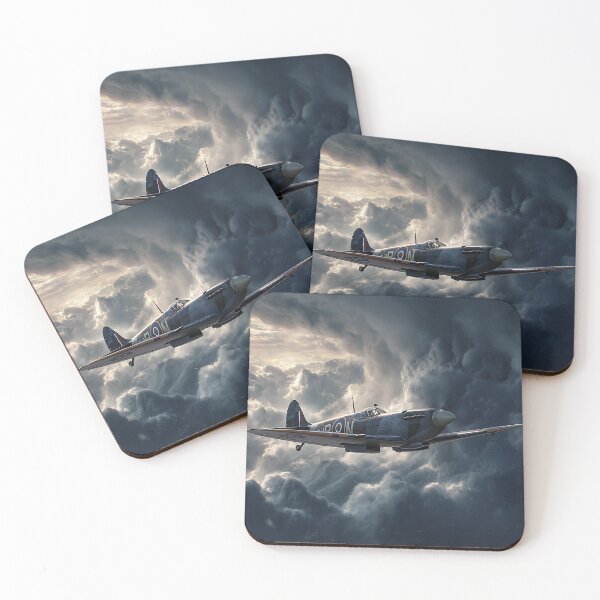 Item preview, RAF Spitfire Gliding Over Wild Weather Over the Coast designed and sold by Skyframe Aviation.