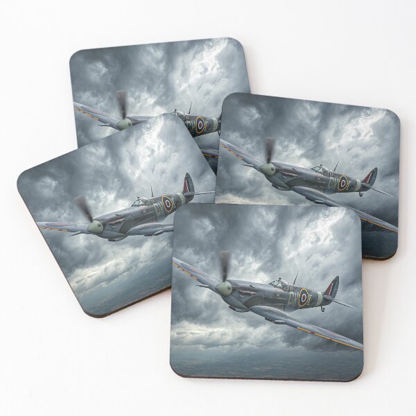 Item preview, Wartime Spitfire Gliding Over Heavy Rain Above the Countryside designed and sold by Skyframe Aviation.