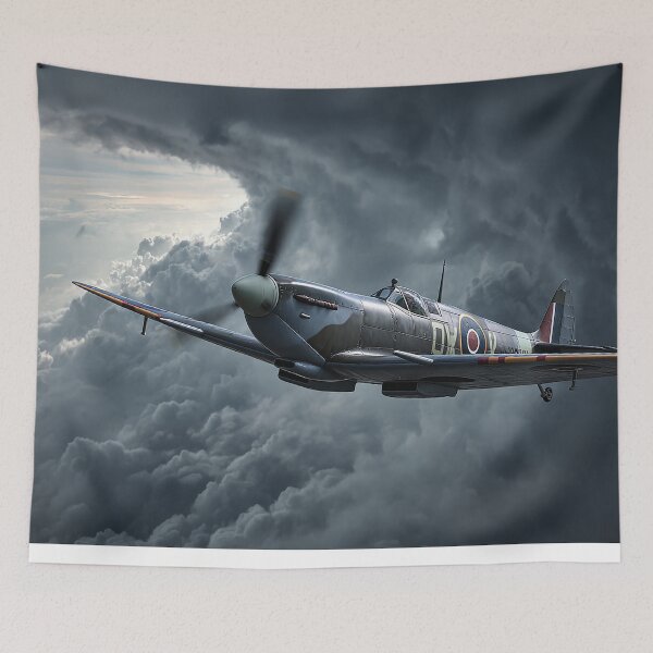Item preview, British Spitfire Flying Through Thunderstorms in Turbulent Air designed and sold by Skyframe Aviation.