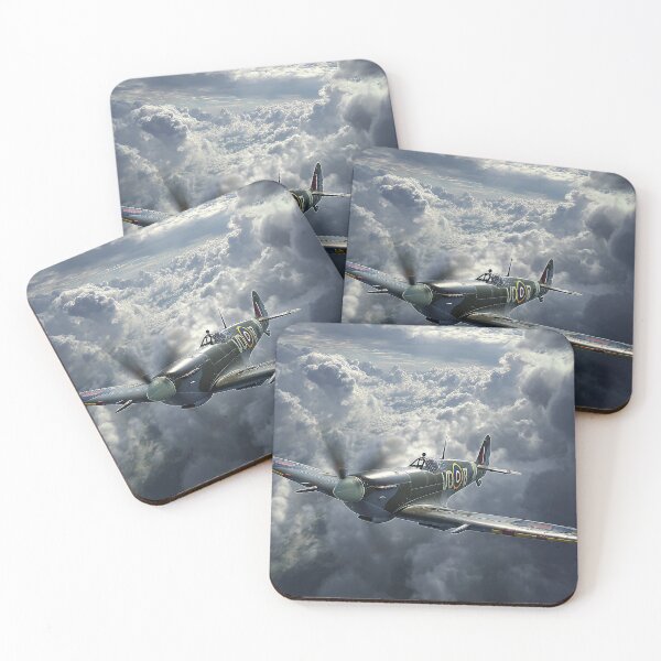 Item preview, Legendary Spitfire Soaring Through Rain Clouds in Wartime Skies designed and sold by Skyframe Aviation.