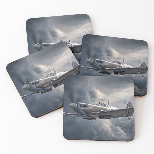 Item preview, Historic Spitfire Soaring Through Dramatic Storm Front in Low Light designed and sold by Skyframe Aviation.