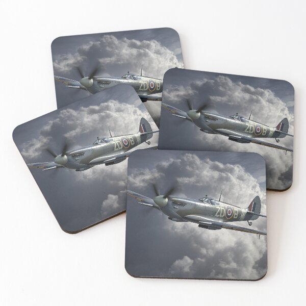 Item preview, Classic Supermarine Spitfire Flying Through Dark Skies Above the Countryside designed and sold by Skyframe Aviation.
