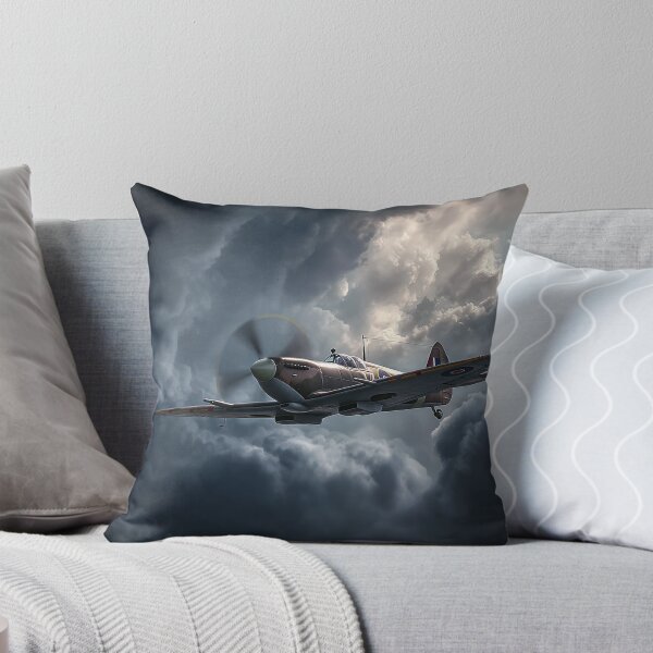 Item preview, Historic Spitfire Soaring Through Rolling Storm Clouds in Low Light designed and sold by Skyframe Aviation.