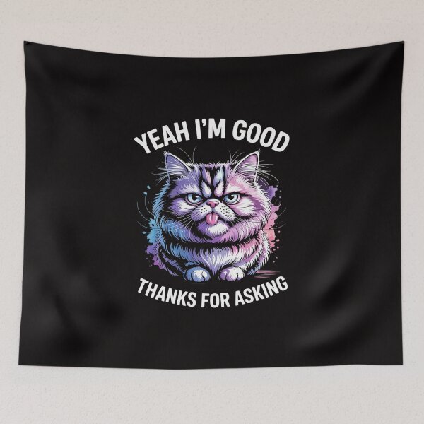 Item preview, Cat Face Meme Cat Stressed Kitty Yeah I'm Good Thanks designed and sold by TewonLake.