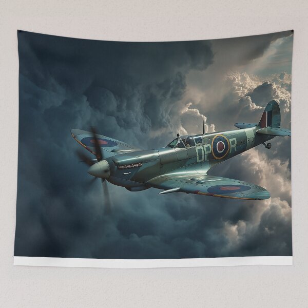 Item preview, Historic Spitfire Battling Heavy Rain in Wartime Skies designed and sold by Skyframe Aviation.