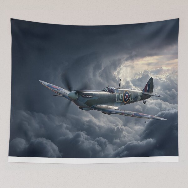 Item preview, Historic Spitfire Flying Through Rain Clouds Over Europe designed and sold by Skyframe Aviation.