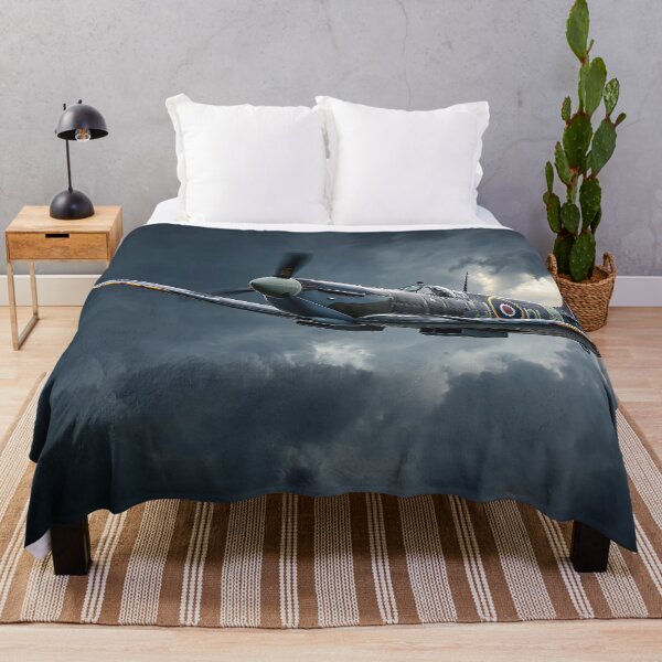 Item preview, RAF Spitfire Circling Within Dark Horizons in Wartime Skies designed and sold by Skyframe Aviation.