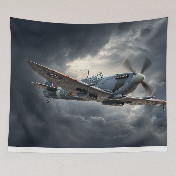 Item preview, Supermarine Spitfire Battling Cloud Bursts Over the Coast designed and sold by Skyframe Aviation.