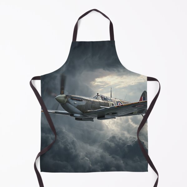 Item preview, British Spitfire In Flight Through Raging Storm Amid Lightning Flashes designed and sold by Skyframe Aviation.