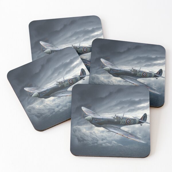 Item preview, Classic Supermarine Spitfire Flying Through Thunderous Clouds in Low Light designed and sold by Skyframe Aviation.