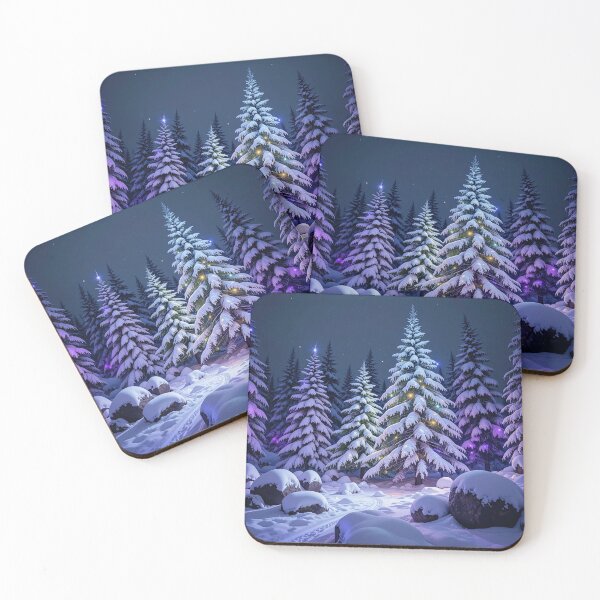 Item preview, Magical Snowy Winter Night with Illuminated Evergreen Trees designed and sold by PixelVibe782.