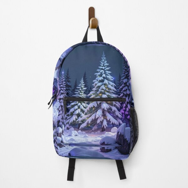 Item preview, Magical Snowy Winter Night with Illuminated Evergreen Trees designed and sold by PixelVibe782.