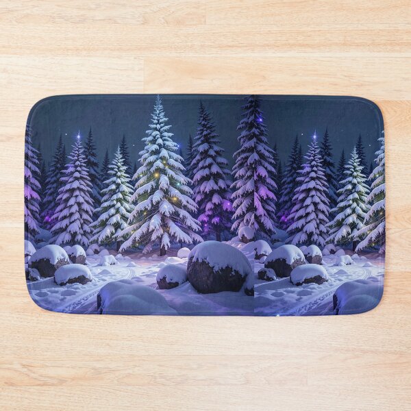 Item preview, Magical Snowy Winter Night with Illuminated Evergreen Trees designed and sold by PixelVibe782.