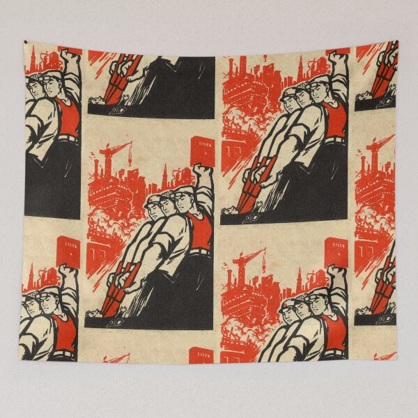 Item preview, Vintage Chinese Propaganda Poster – Socialist Workers & Industrial Power Art designed and sold by FriendsClub.