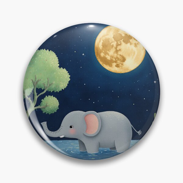 Item preview, Moonlit Elephant Wander – Gentle Nighttime Animal Illustration designed and sold by Whimsical Hug.