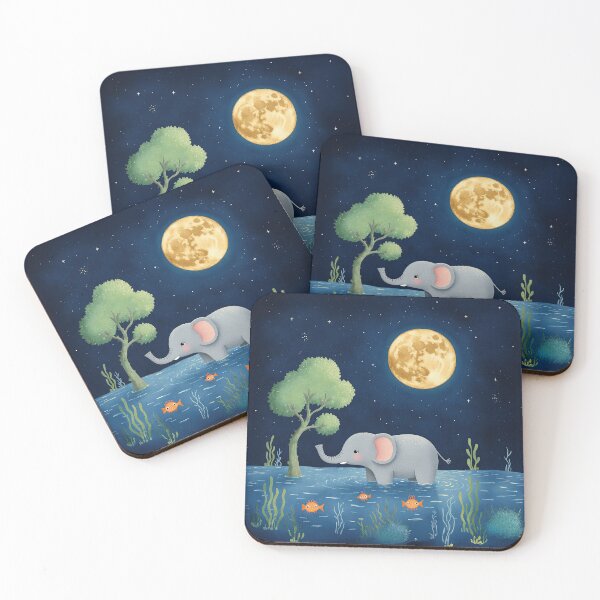 Item preview, Moonlit Elephant Wander – Gentle Nighttime Animal Illustration designed and sold by Whimsical Hug.