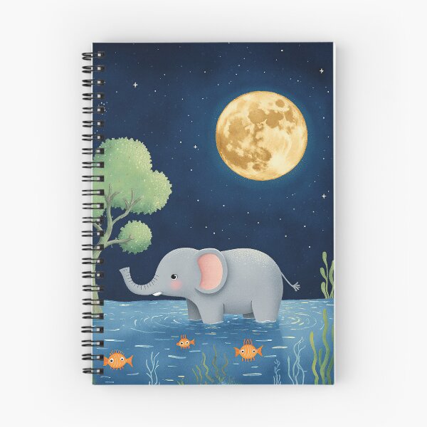 Item preview, Moonlit Elephant Wander – Gentle Nighttime Animal Illustration designed and sold by Whimsical Hug.