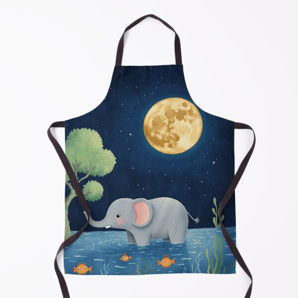 Item preview, Moonlit Elephant Wander – Gentle Nighttime Animal Illustration designed and sold by Whimsical Hug.