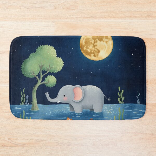 Item preview, Moonlit Elephant Wander – Gentle Nighttime Animal Illustration designed and sold by Whimsical Hug.