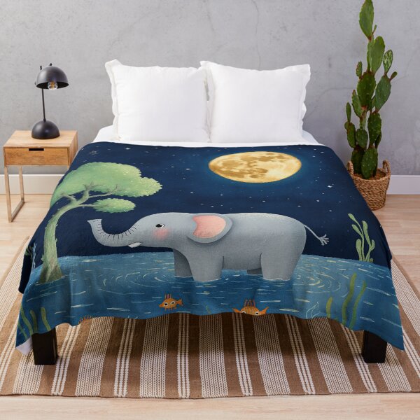 Item preview, Moonlit Elephant Wander – Gentle Nighttime Animal Illustration designed and sold by Whimsical Hug.