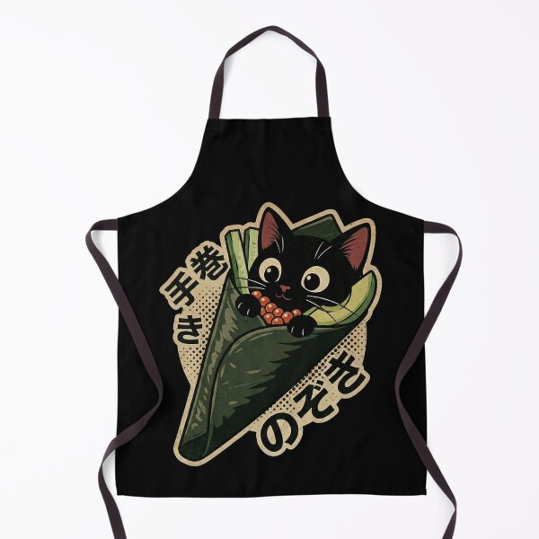 Item preview, Cute Black Cat Sushi Hand Roll Kawaii Japanese Food Vintage Art designed and sold by Bongocomic.