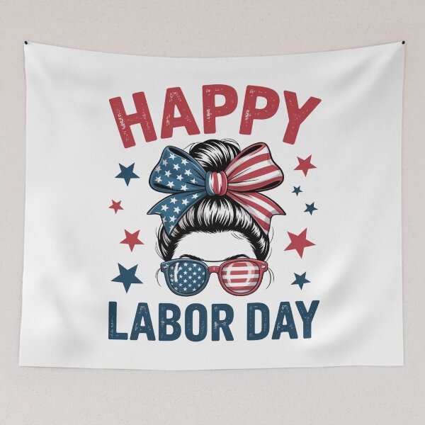 Item preview, Happy Labor Day Messy Bun Labor Day Usa Flag designed and sold by JonGogue.