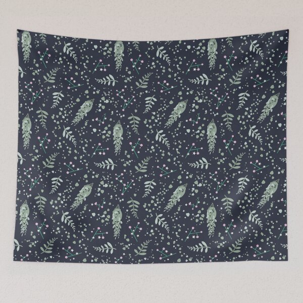 Item preview, Eucalyptus Foliage Pattern - Navy Grey designed and sold by Daniel Bevis Design.