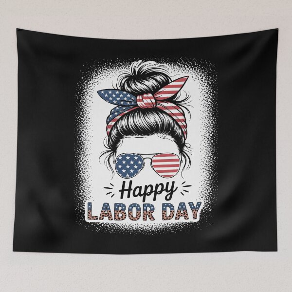 Item preview, Happy Labor Day Messy Bun Usa Flag designed and sold by JonGogue.