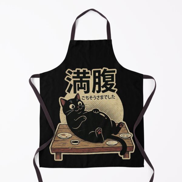 Item preview, Manpuku Full Belly Black Cat - Gochisousama Japanese Vintage Style - Funny Food Coma Pet Lover Gift designed and sold by Bongocomic.