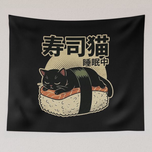 Item preview, Sleeping Sushi Cat Kawaii Nigiri - Vintage Japanese Foodie Neko Design designed and sold by Bongocomic.
