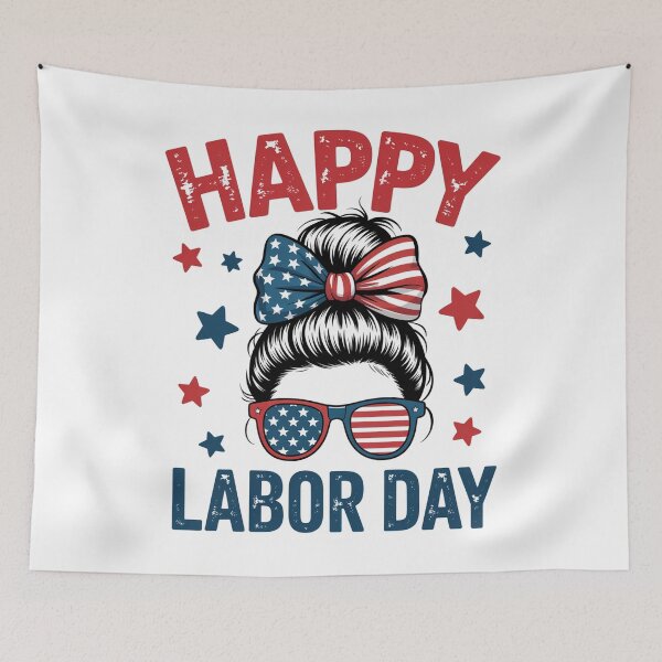 Item preview, Happy Labor Day Messy Bun Usa Flag designed and sold by JonGogue.