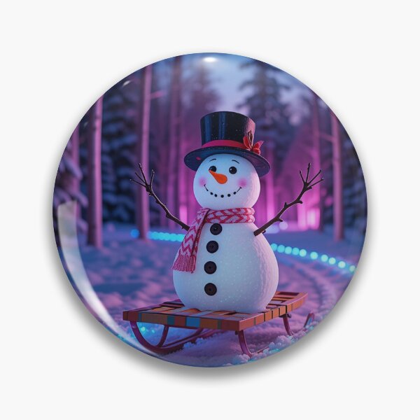 Item preview, Un alegre muñeco de nieve en un trineo colorido recorre un brillante sendero invernal en un mágico bosque rosa y azul. designed and sold by PixelVibe782.