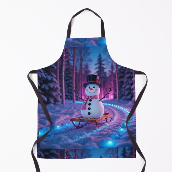 Item preview, Joyful Snowman on a Colorful Sled Along a Glowing Winter Path in a Magical Pink and Blue Forest designed and sold by PixelVibe782.