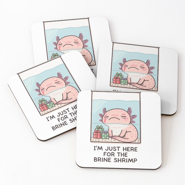 Item preview, Sarcastic Axolotl Xmas – “Just Here for the Brine Shrimp” Cartoon designed and sold by MadeByACJ.