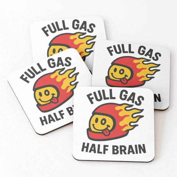 Item preview, Full Gas – Half Brain Funny Racing & Biker Cartoon Motif designed and sold by janbo93.