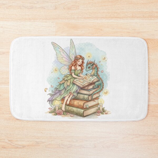 Item preview, Enchanting Amy Brown Inspired Book Fairy Sticker - Whimsical Watercolor Dragon Reading Nook Fantasy Art Print designed and sold by GeniePixel.