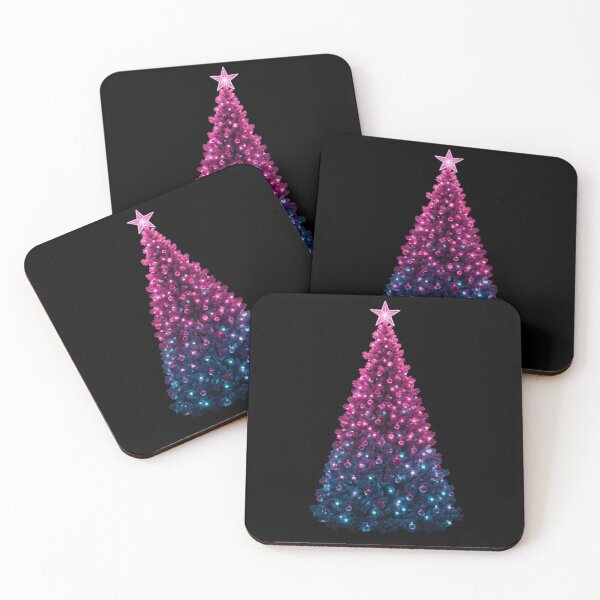 Item preview, Glowing Pink and Blue Christmas Tree with Luminous Star in a Vibrant Modern Holiday Style designed and sold by PixelVibe782.