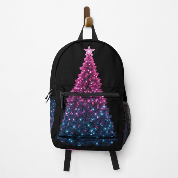 Item preview, Glowing Pink and Blue Christmas Tree with Luminous Star in a Vibrant Modern Holiday Style designed and sold by PixelVibe782.