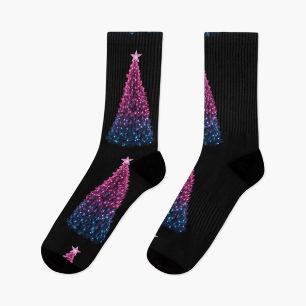 Item preview, Glowing Pink and Blue Christmas Tree with Luminous Star in a Vibrant Modern Holiday Style designed and sold by PixelVibe782.