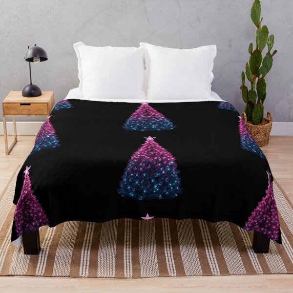 Item preview, Glowing Pink and Blue Christmas Tree with Luminous Star in a Vibrant Modern Holiday Style designed and sold by PixelVibe782.