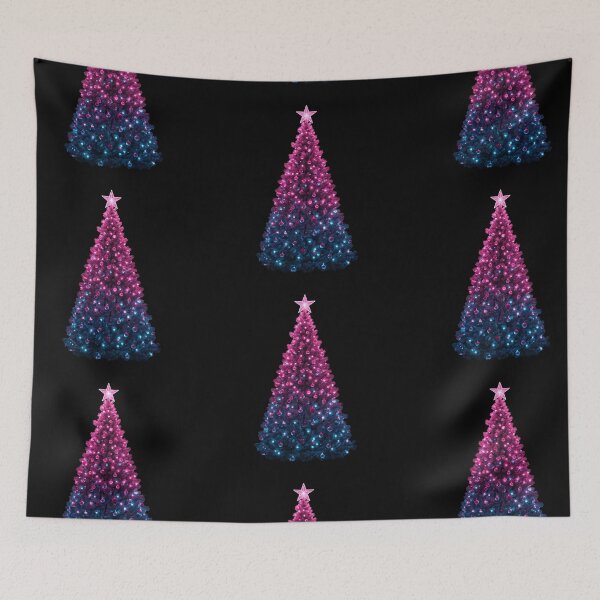 Item preview, Glowing Pink and Blue Christmas Tree with Luminous Star in a Vibrant Modern Holiday Style designed and sold by PixelVibe782.