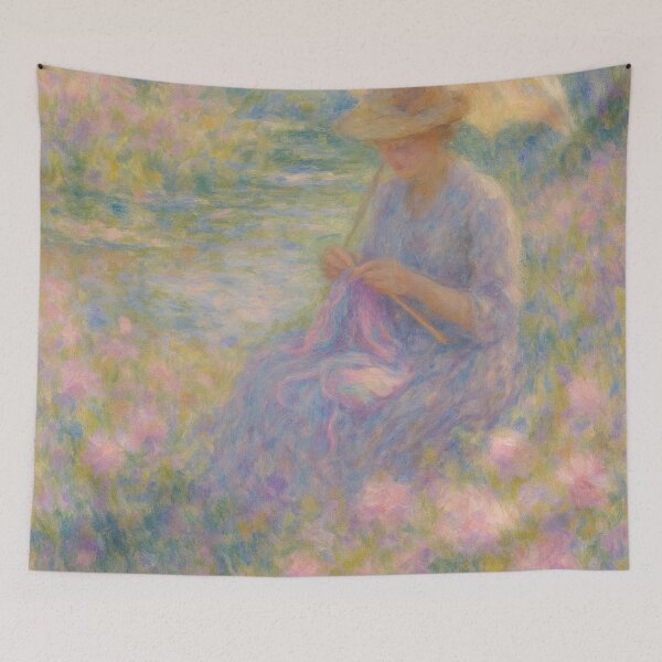 Item preview, Knitting woman in Monet garden  designed and sold by Iail Ioa.